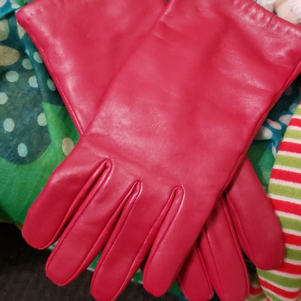 Red leather gloves